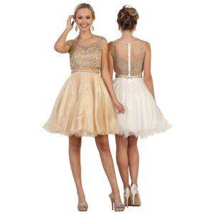 Ivory Short Party Cocktail Dress By May Queen MQ1462